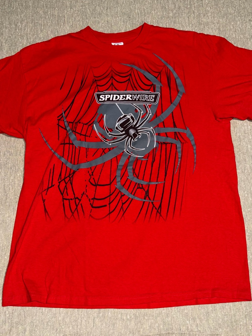 Y2K SpiderWire Spiderman Delta Pro Weight T Shirt Mens XL Red Spider Web